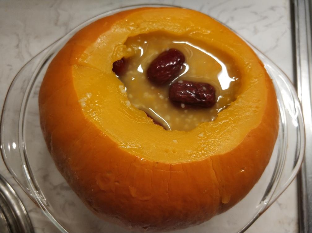 小米粥南瓜盅的做法