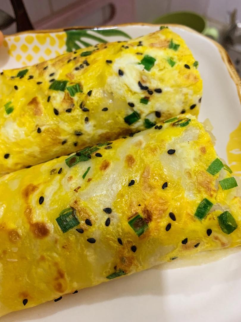 做的简易早餐鸡蛋煎饼