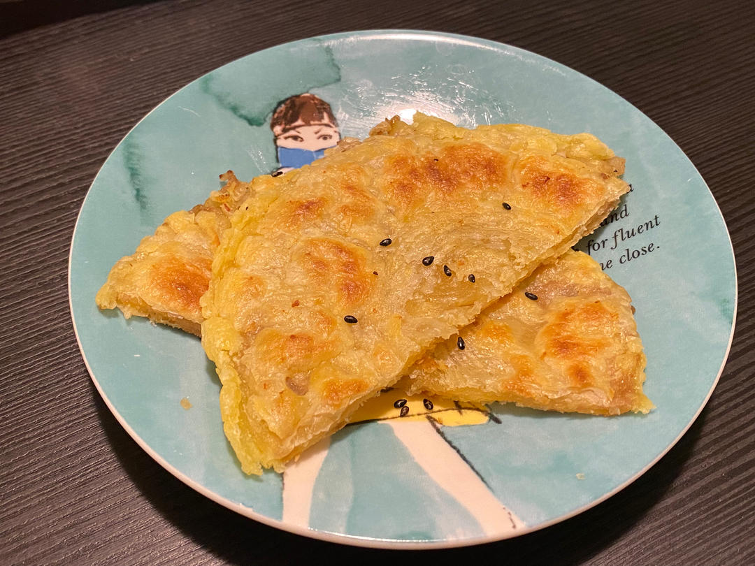 不用和面的快手锅盔，猪肉洋葱锅盔（手抓饼版），酥掉渣超好吃，凉了也不硬