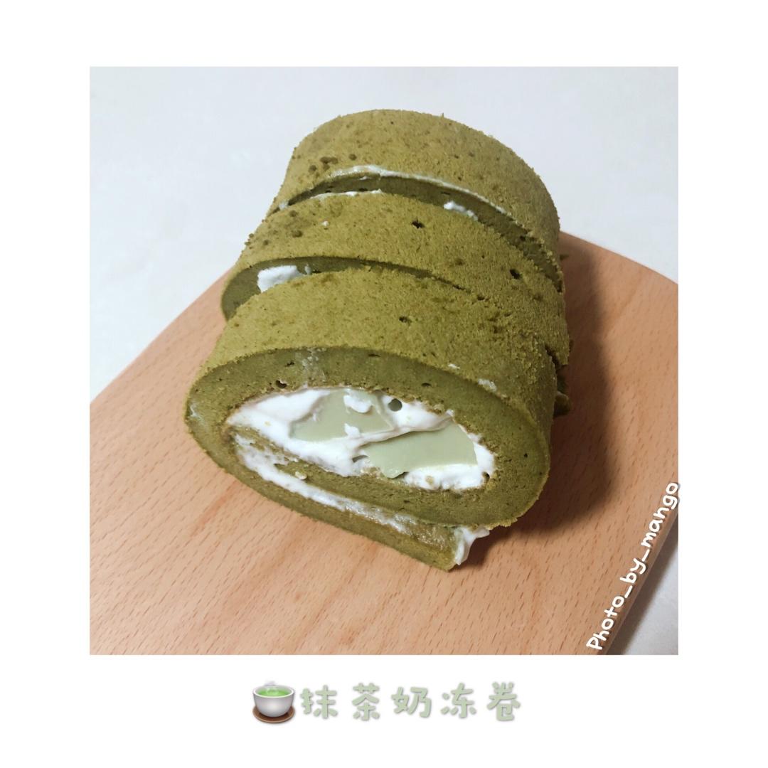 波点抹茶奶冻蛋糕卷