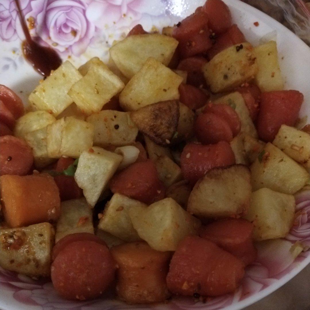 孜然土豆火腿肠 香辣过瘾还便宜！