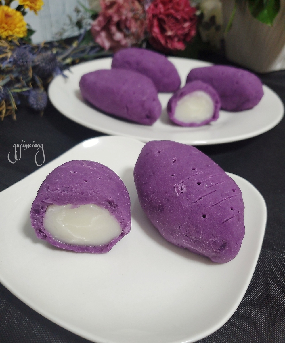 无油低糖的紫薯糍粑（减肥瘦身.增强免疫力.防癌抗癌）的做法