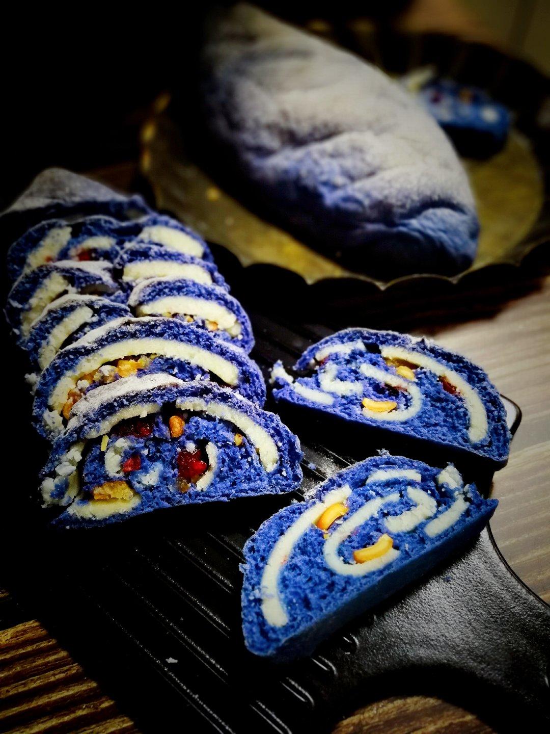 星空坚果麻薯欧包（蝶豆花版）