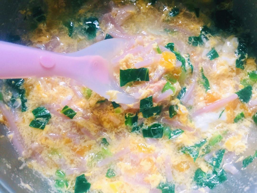 宝宝辅食——鸡汤蛋花青菜面的做法