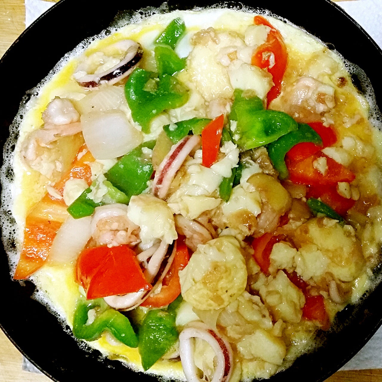 铁板海鲜日本豆腐 Seafood with Japanese Dofu