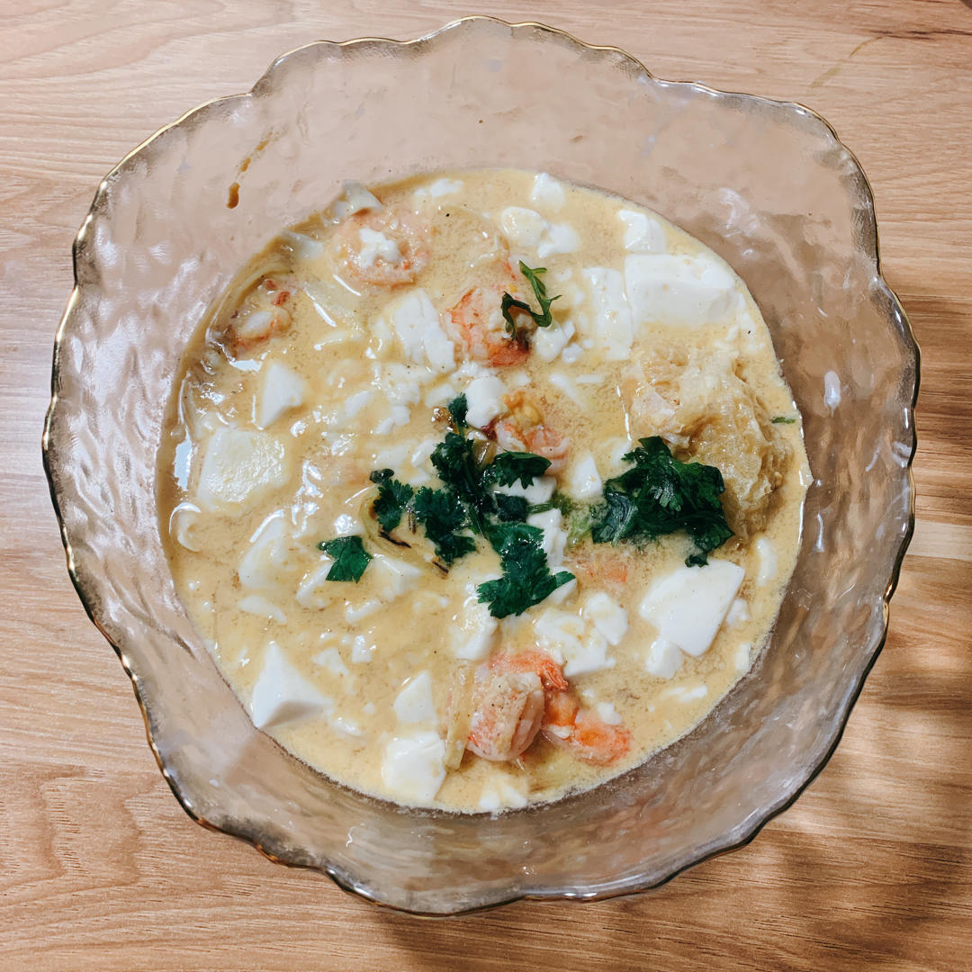 无碳低卡|好吃到舔盘🥘咸蛋黄虾仁豆腐🍤