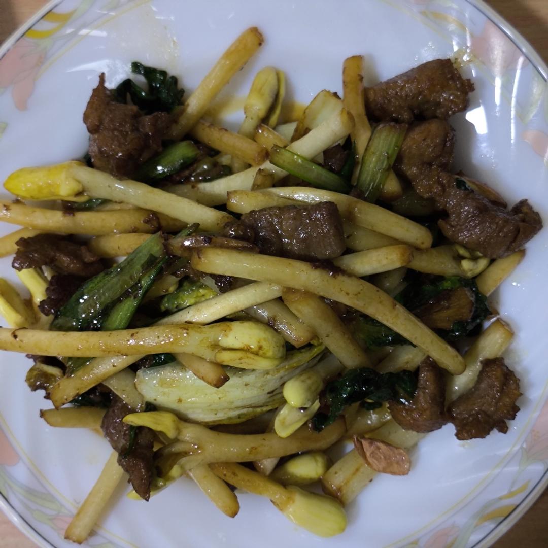 花生芽奶白菜炒肉