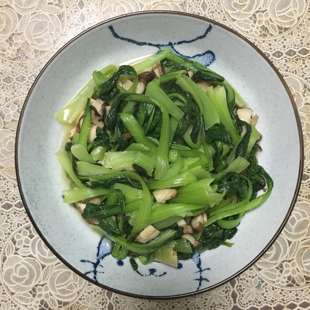 老丁的私房菜-香菇炒油菜