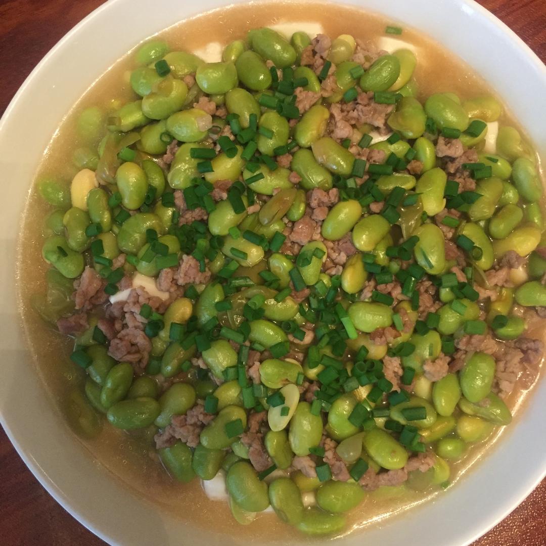毛豆肉末蒸豆腐