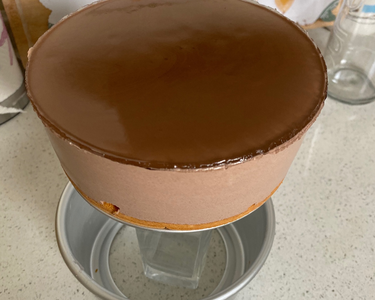（低糖蛋糕底）蓝莓镜面巧克力慕斯蛋糕六寸的做法 步骤21
