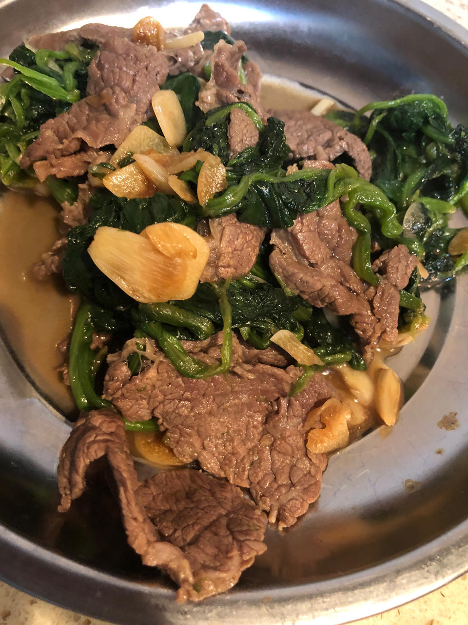 小美干切牛肉炒菠菜