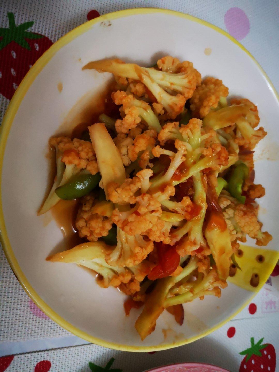 🍅炒有机花菜😘