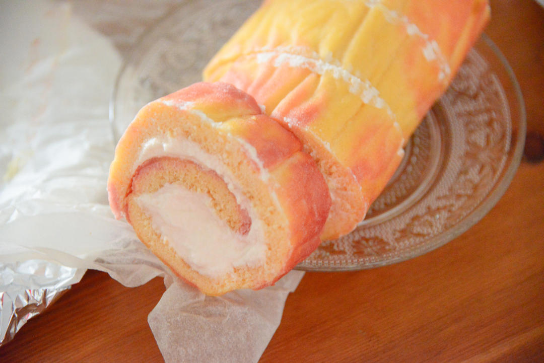 五彩斑斓的彩虹蛋糕卷   #皮黑森林#