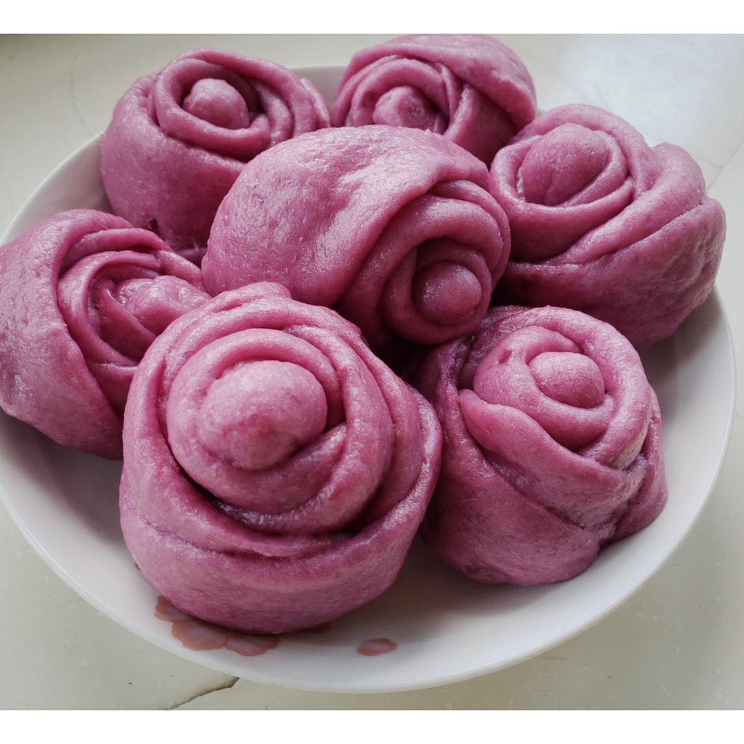 紫薯玫瑰馒头