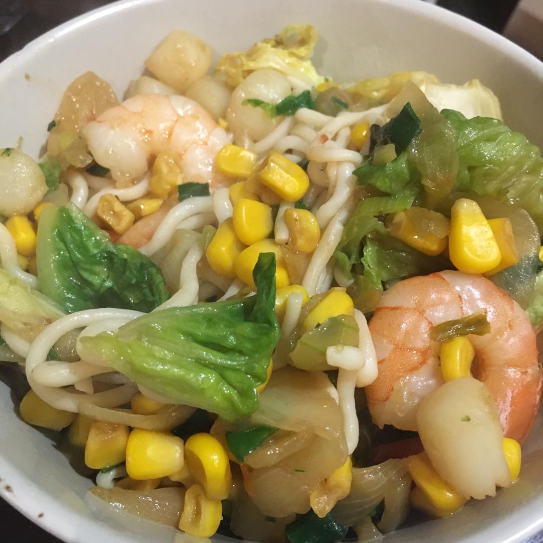 虾仁炒乌冬(魔芋面)