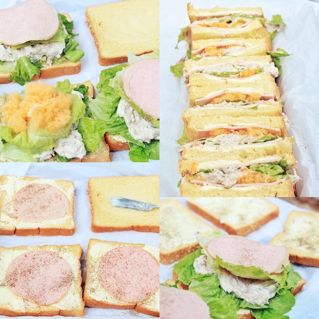 如何做超厚的沼三明治~详细tip！牛油果鸡蛋午餐肉三明治~