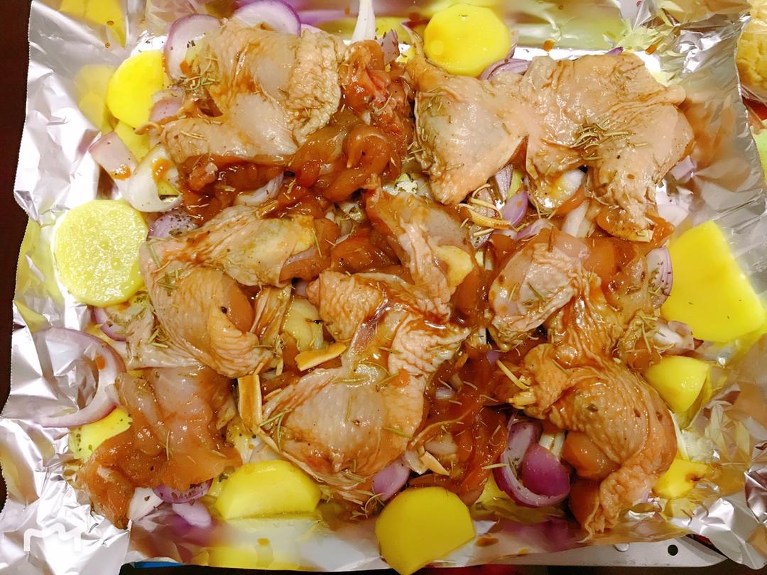 新奥尔良烤鸡腿土豆