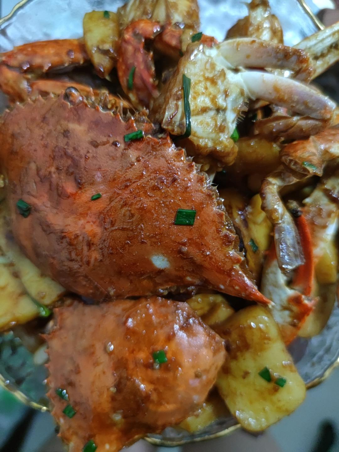 梭子蟹炒年糕～标准的江浙菜