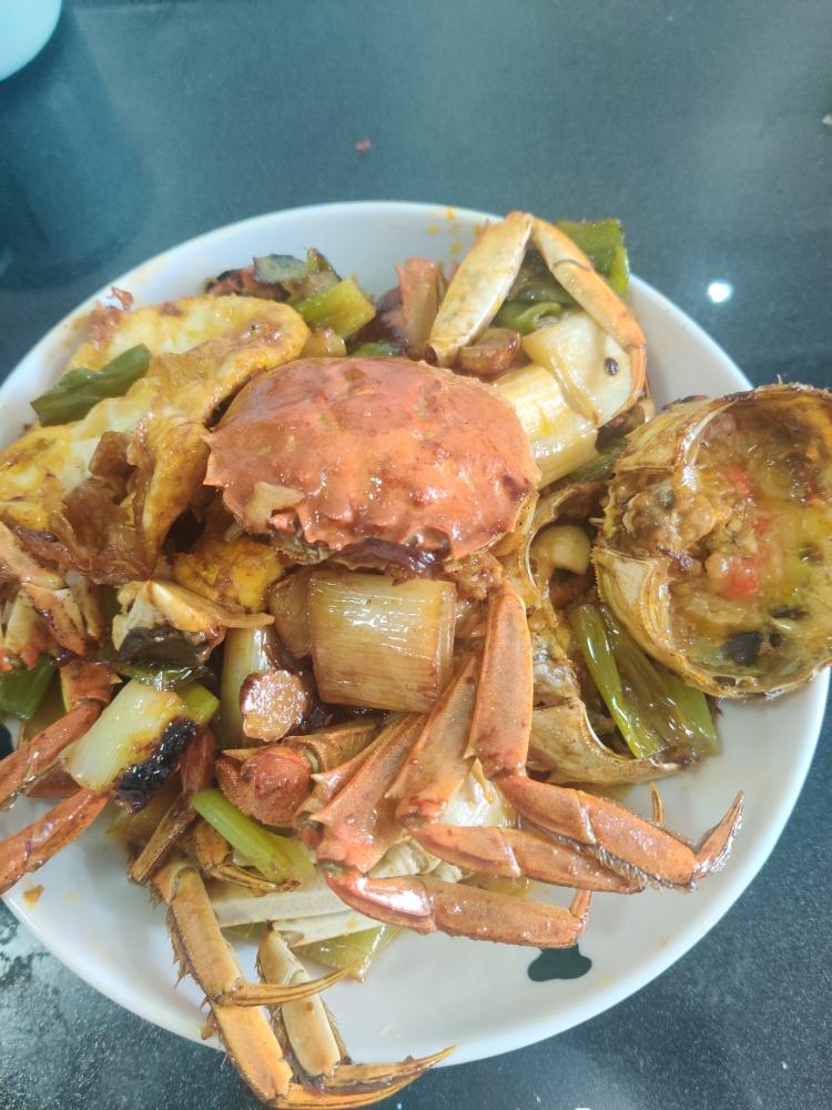 葱炒大闸蟹的做法