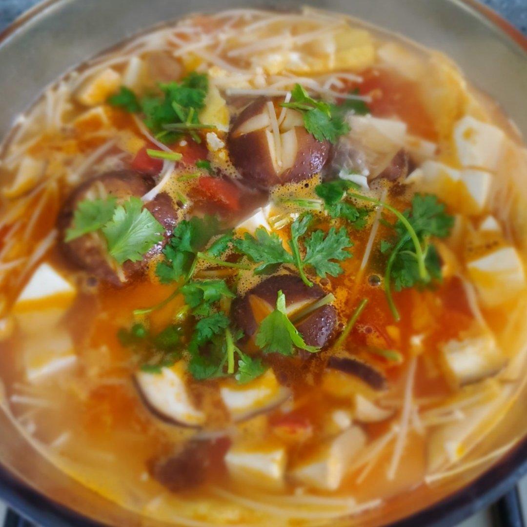 西红柿菌菇豆腐汤