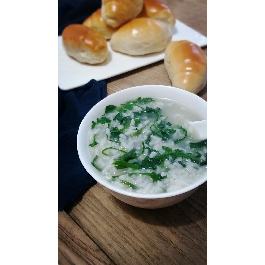 双米荠菜粥