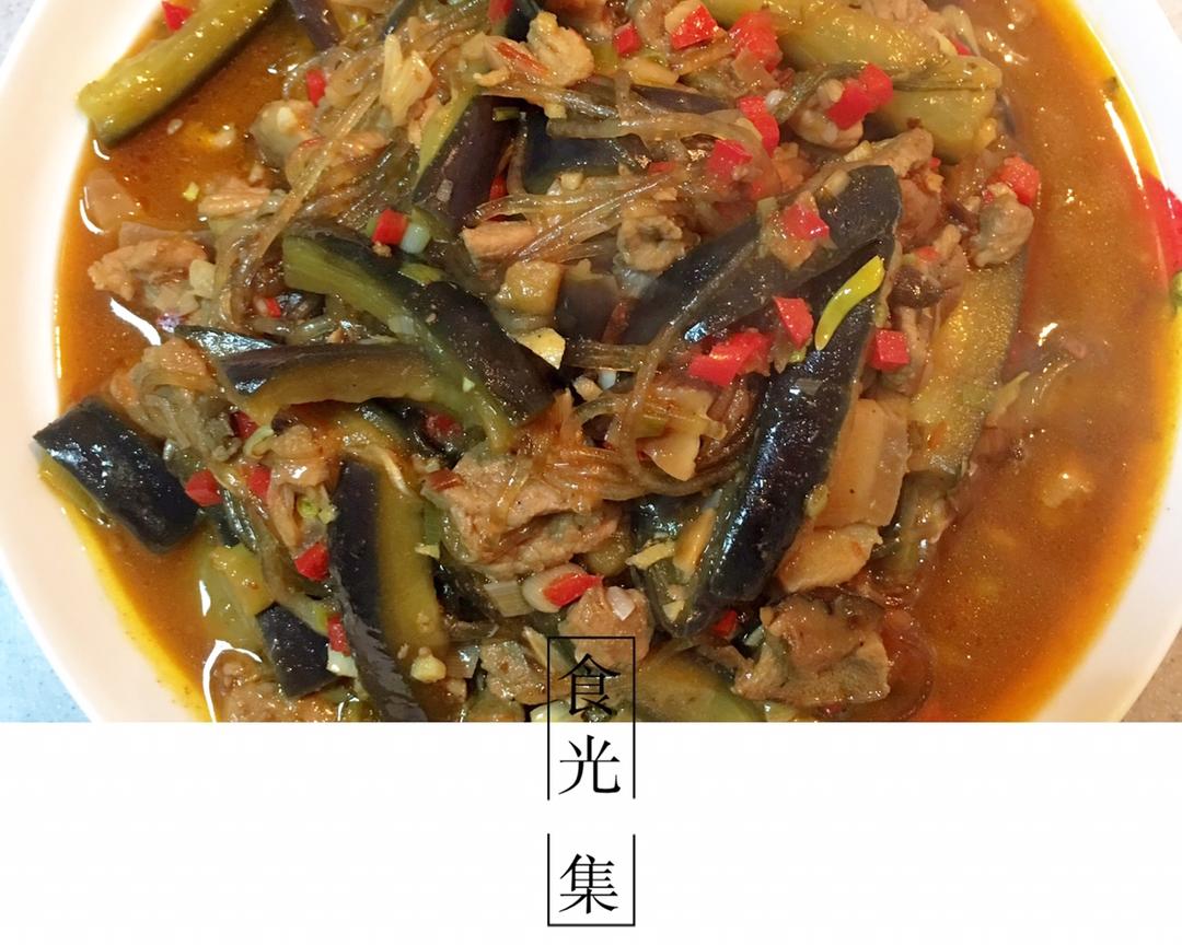 茄子粉条炖肉的做法