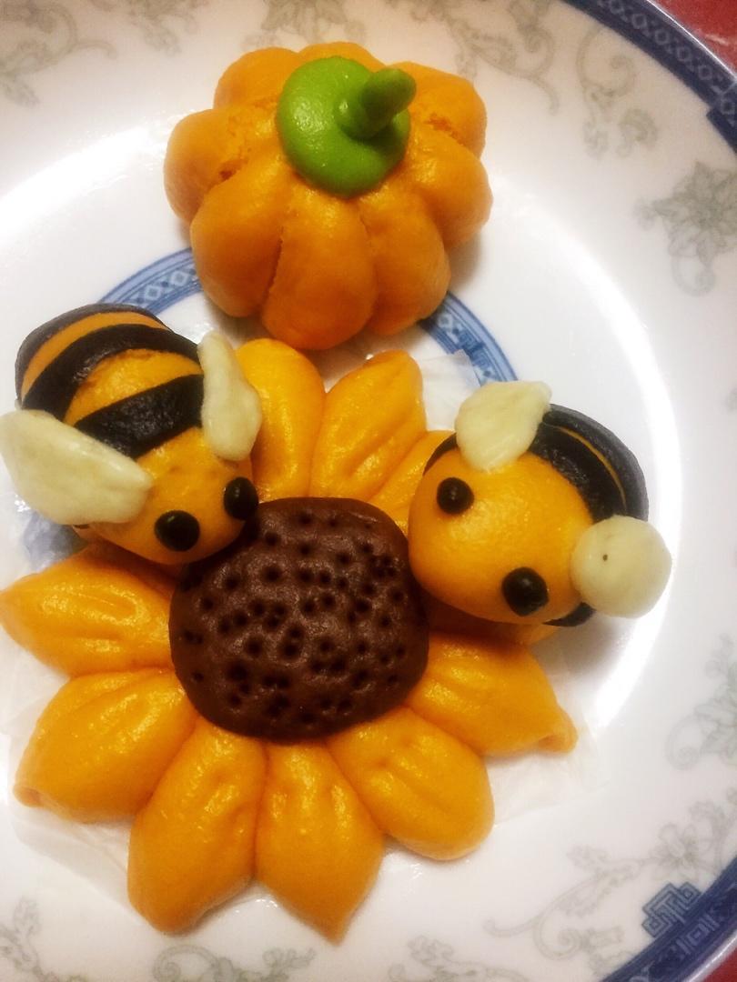 【向日葵蜜蜂馒头】像玩一样的做美食，孩子特爱吃！