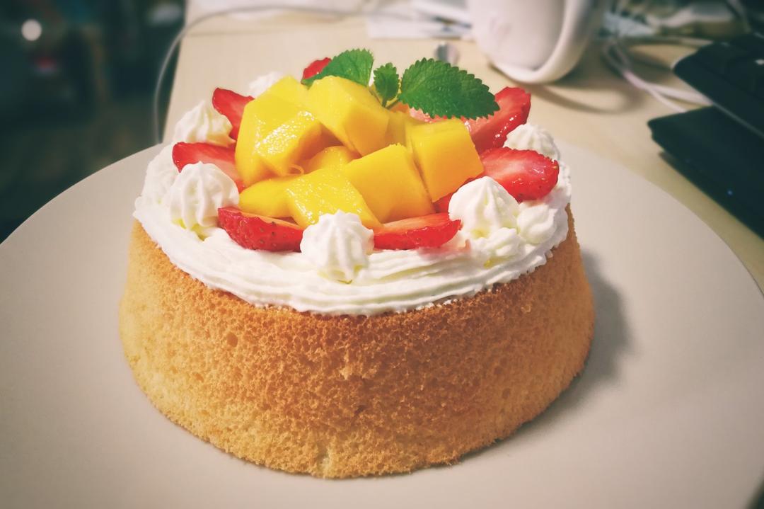 【零失败】不会裱花没关系的水果裸蛋糕 芒果裸蛋糕 完美戚风胚