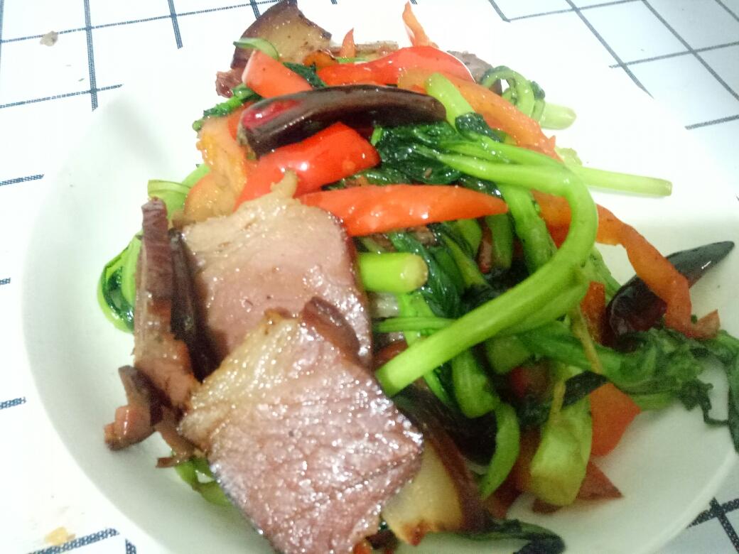 年味十足腊肉炒菜心