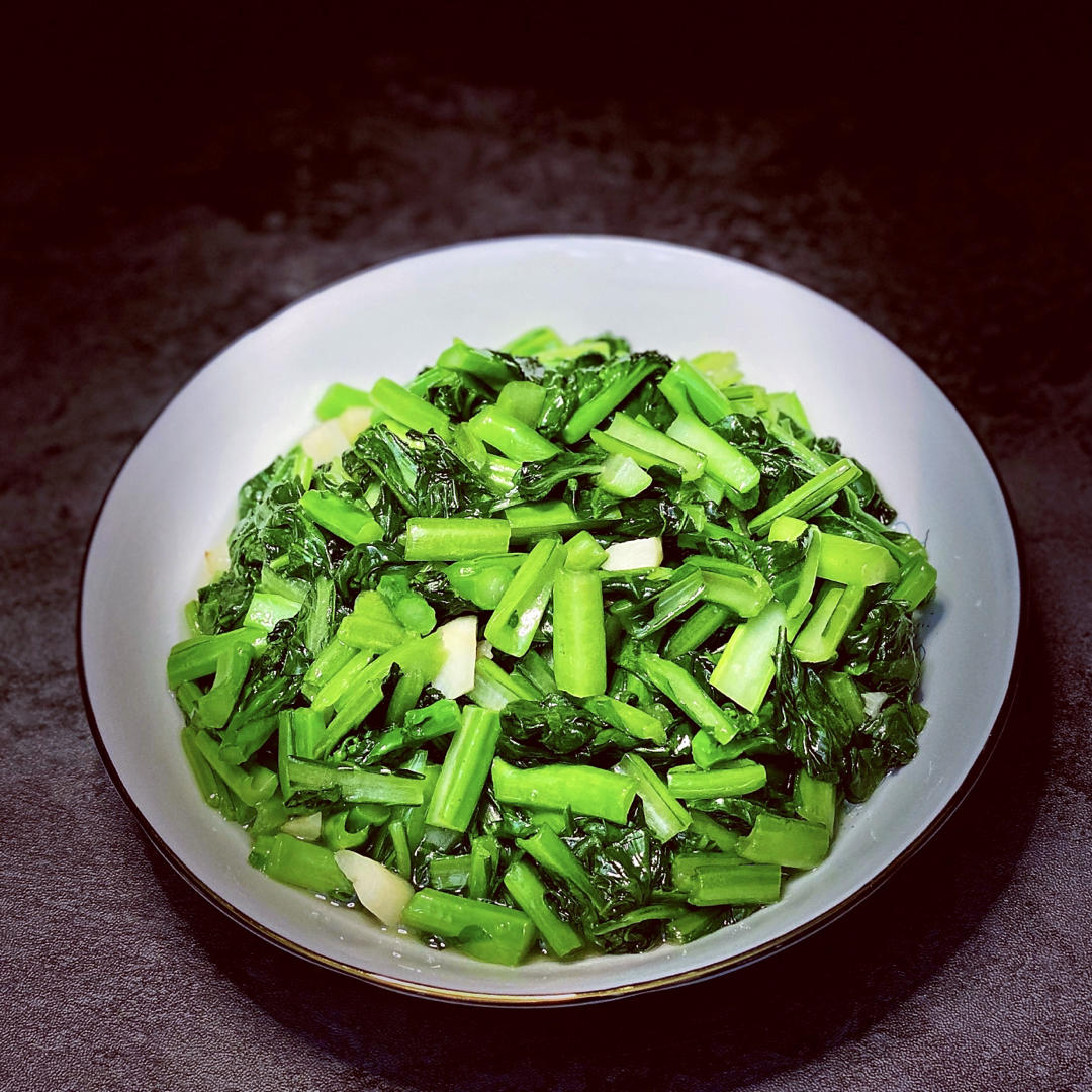 鹏妈在奔跑做的快手鸡汁蒜蓉芥菜-太太乐鲜鸡汁快手菜