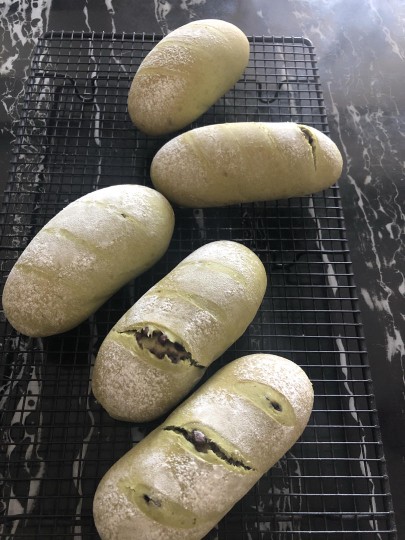 抹茶蜜豆面包