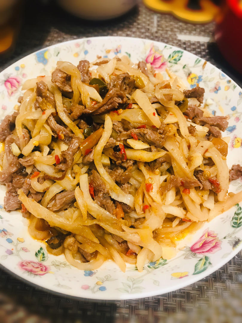 白萝卜丝炒牛肉丝