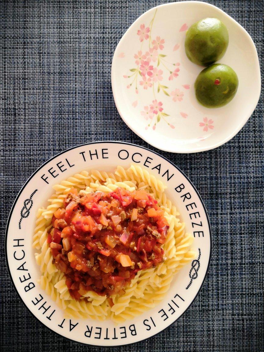 （完胜必胜客的）番茄肉酱意大利面～