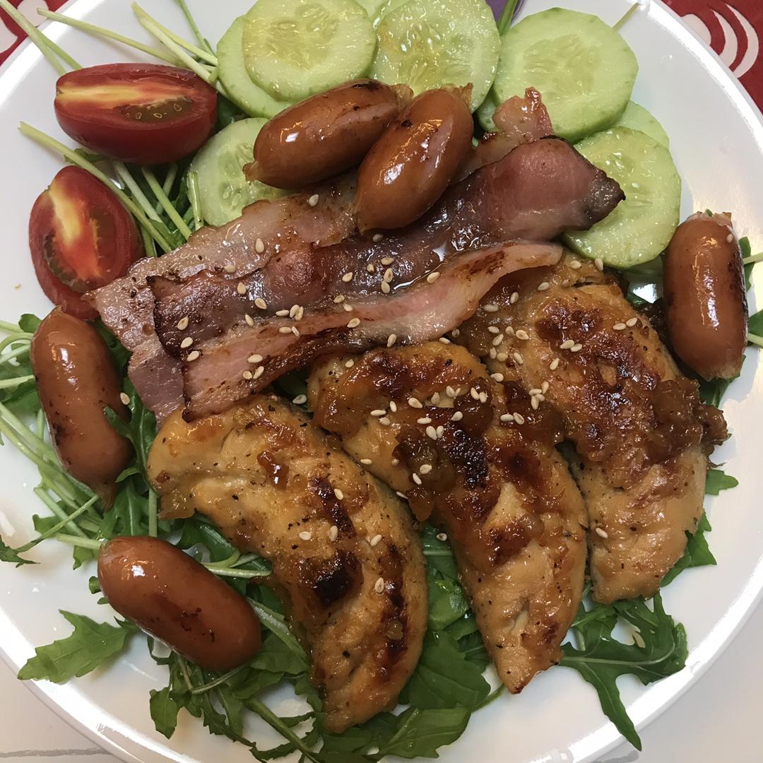 酷炫屌炸天好吃的煎鸡胸肉（香蒜蜂蜜煎鸡胸肉）