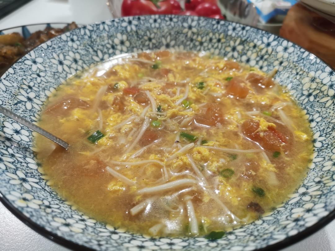 🔥低脂低卡巨好喝❗️❗️番茄金针菇鸡蛋羹