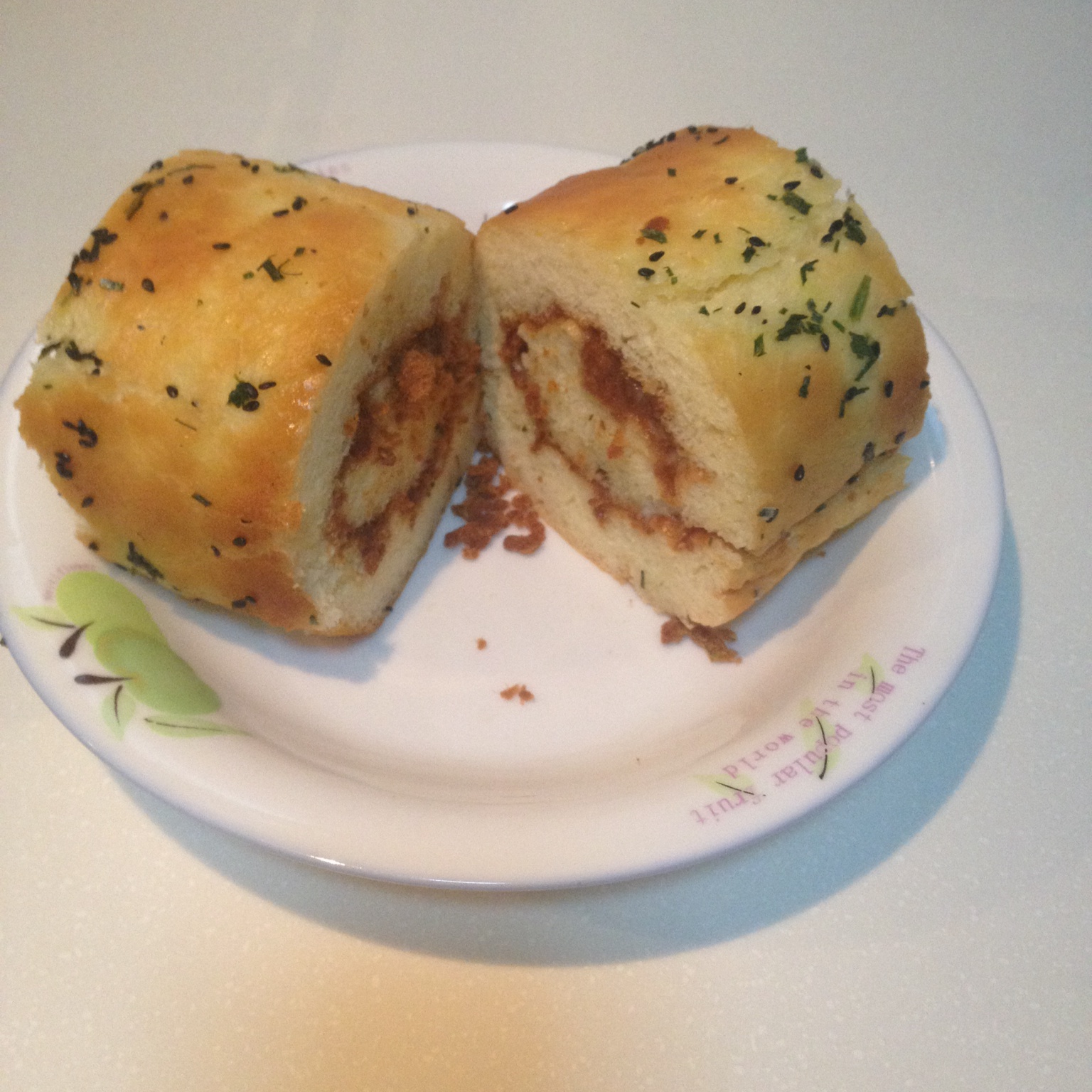 香葱肉松面包卷