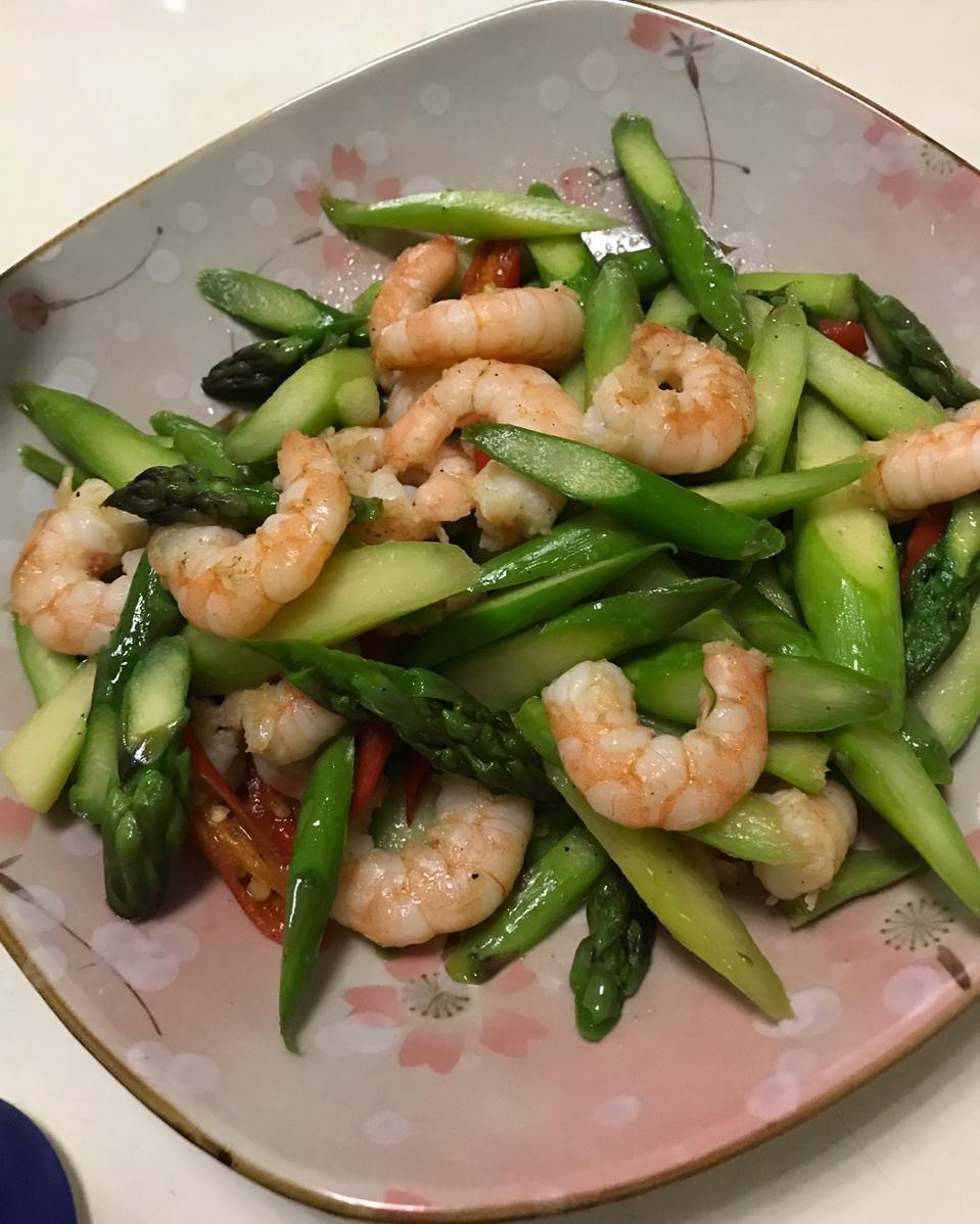 清炒芦笋虾仁