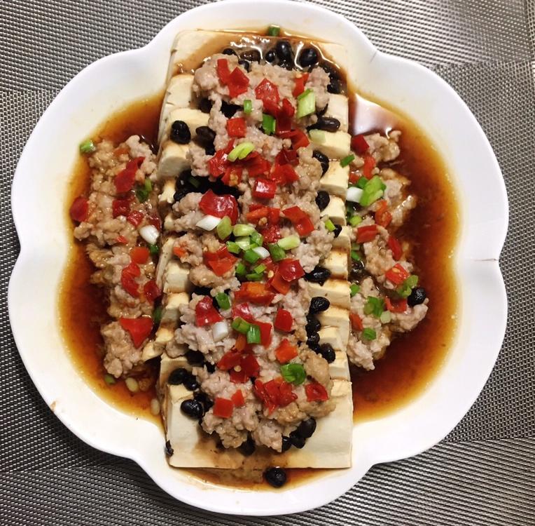 紫浣666做的肉末蒸内酯豆腐