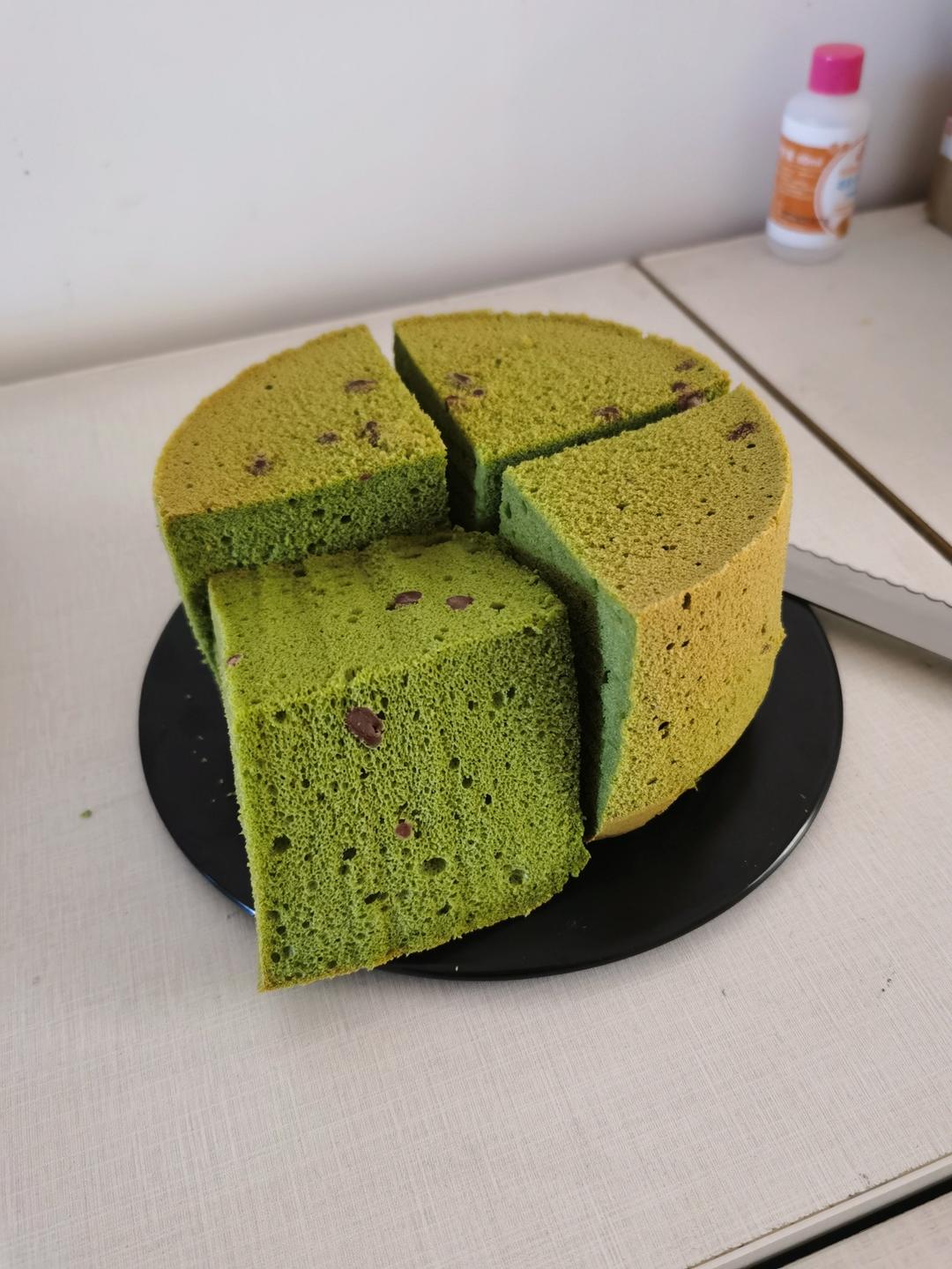 细腻绵软抹茶红豆戚风【附蜜红豆分布均匀小技巧】