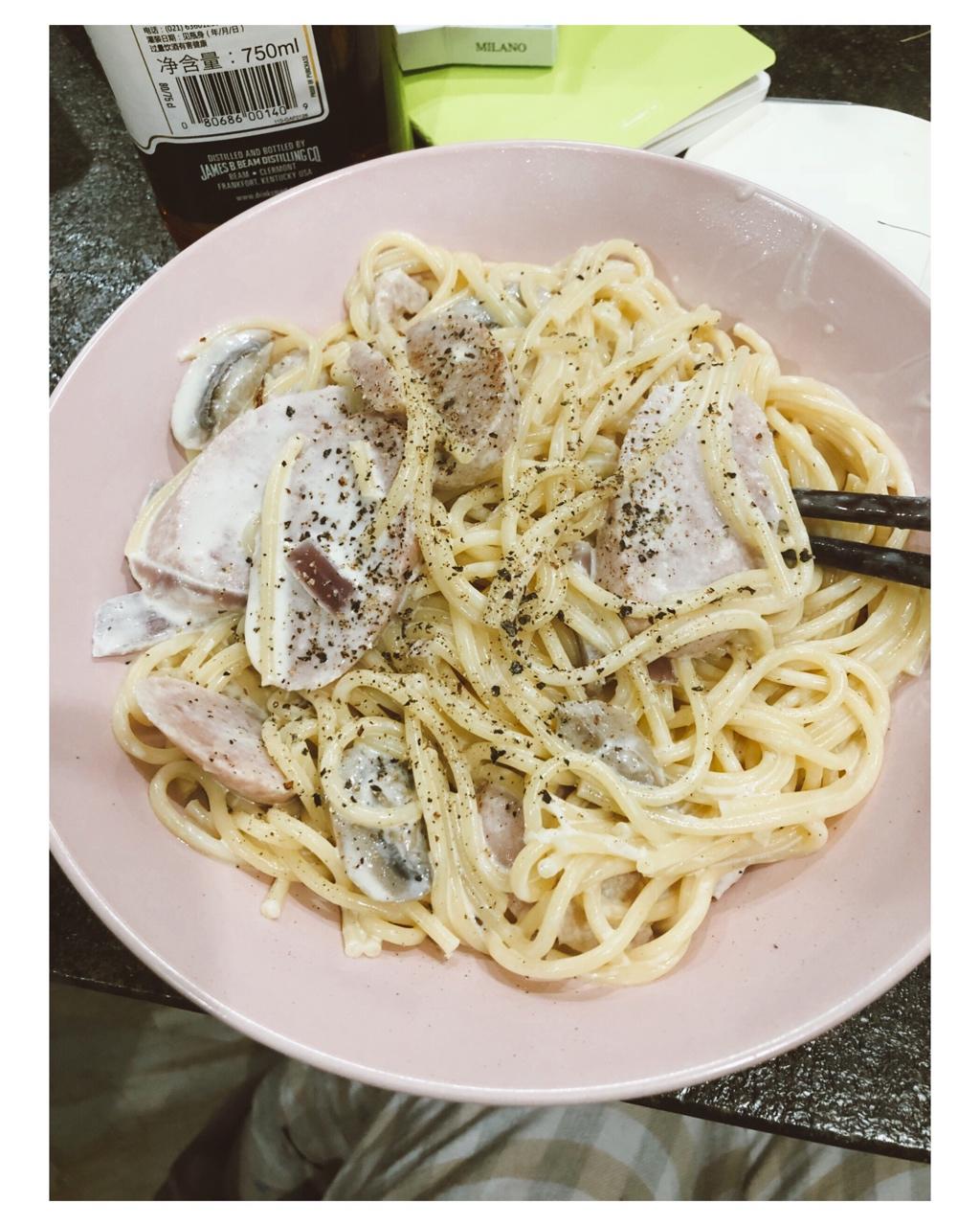 奶油大虾培根意粉