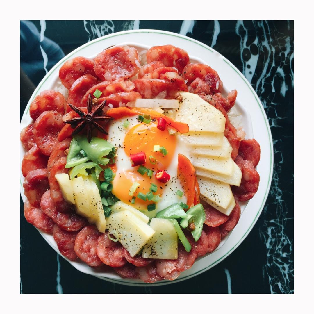 懒人版微波炉腊味煲仔饭