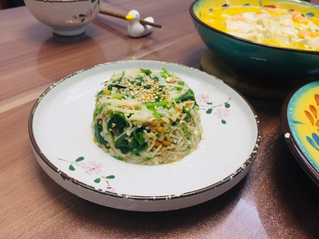 凉拌菠菜金针菇