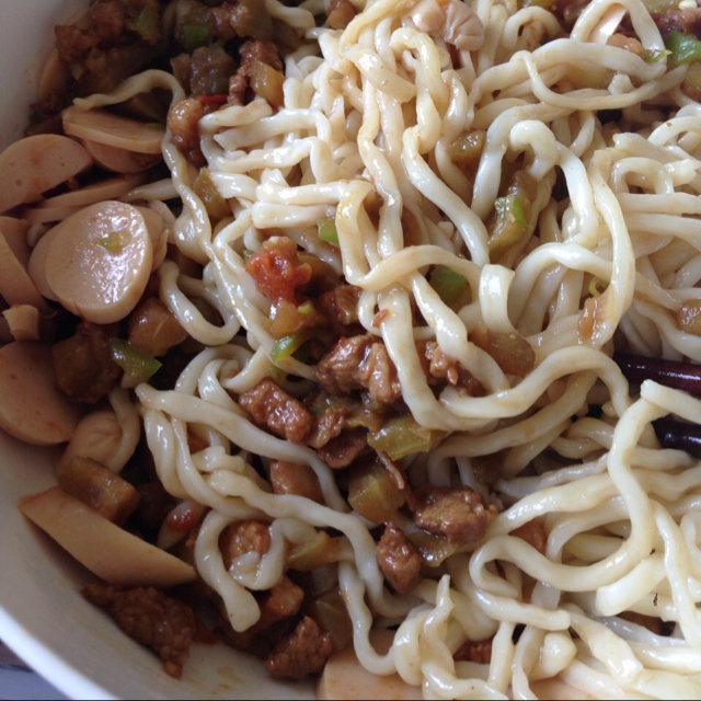 茄子肉丁打卤面