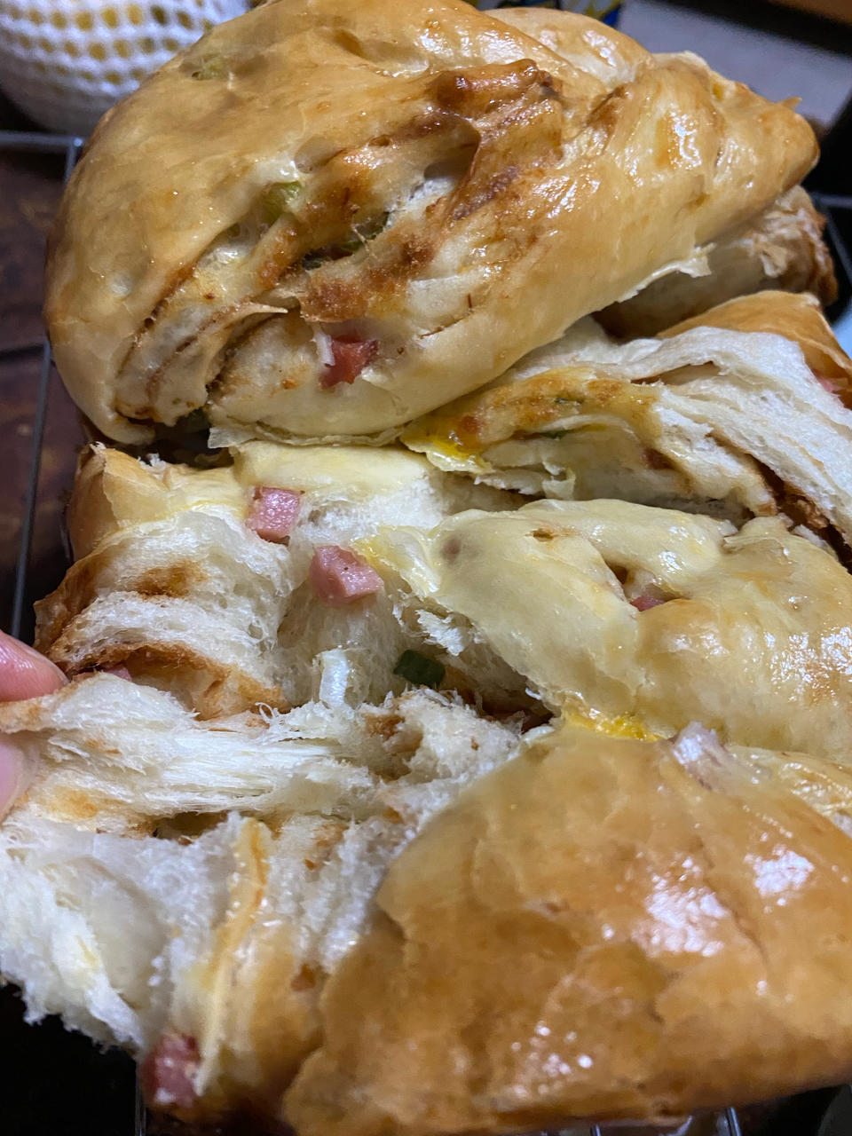 香葱肉松手撕吐司