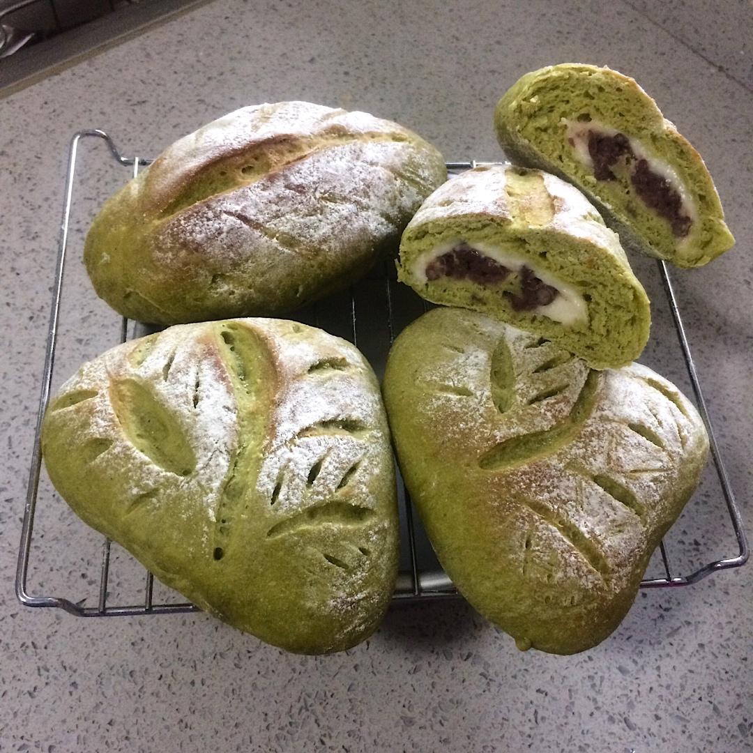 抹茶蜜豆乳酪软欧