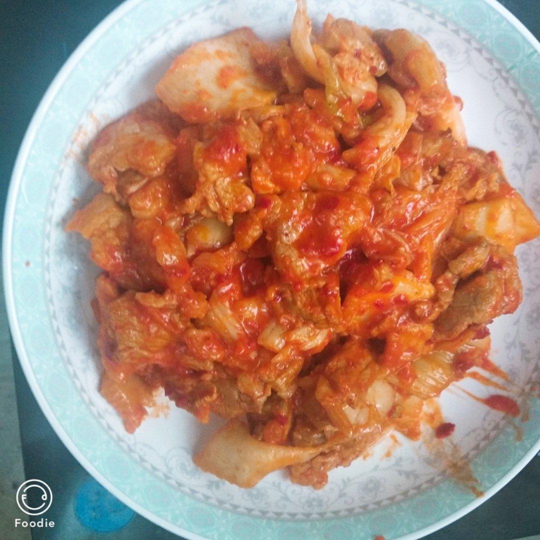 辣白菜炒五花肉