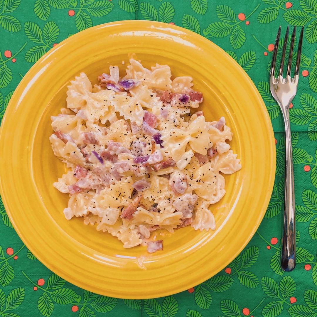 白蘑菇奶油培根意面