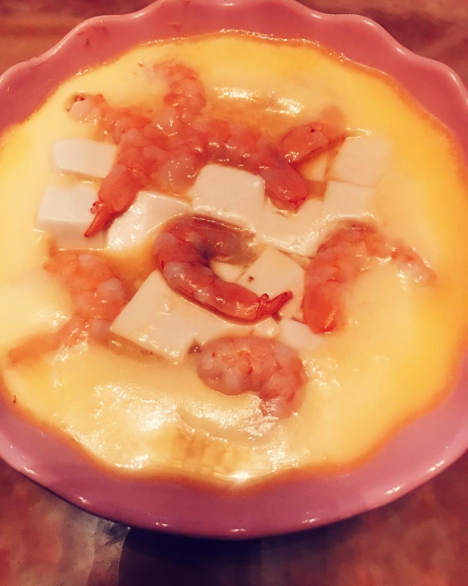 虾仁豆腐蒸水蛋