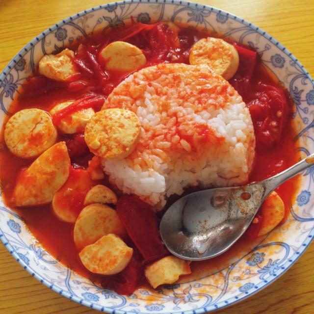 西红柿日本豆腐碟头饭