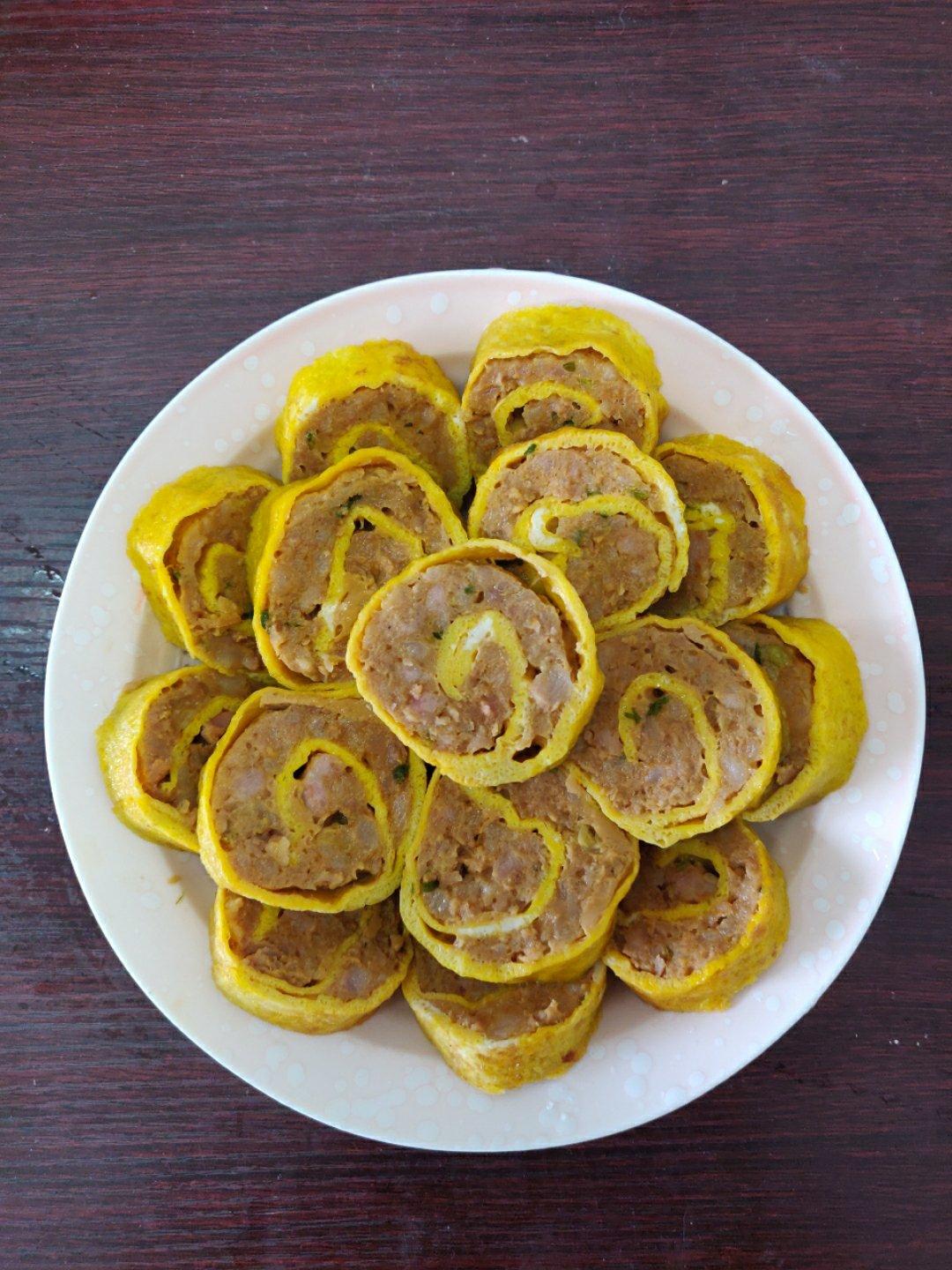 蒸鱼阿豆做的豆腐皮肉卷